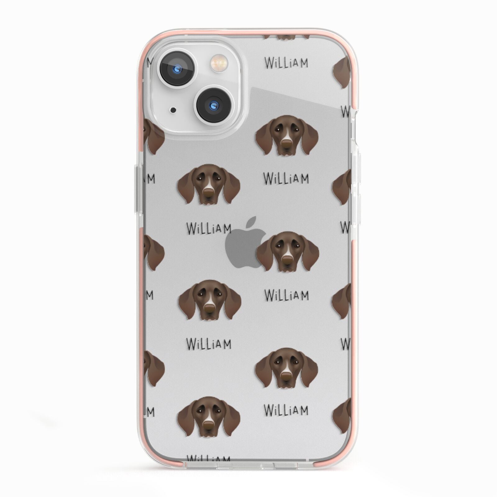 German Shorthaired Pointer Icon with Name iPhone 13 TPU Impact Case with Pink Edges