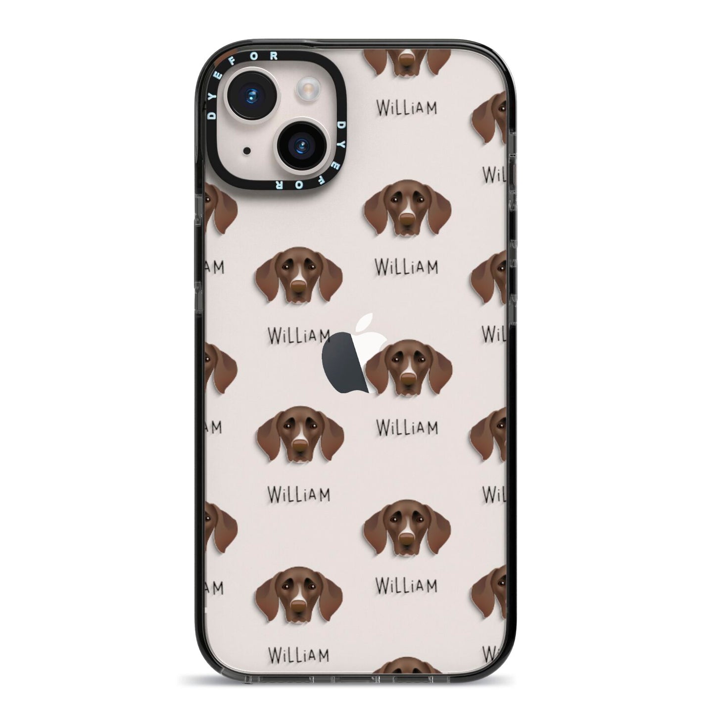 German Shorthaired Pointer Icon with Name iPhone 14 Plus Black Impact Case on Silver phone