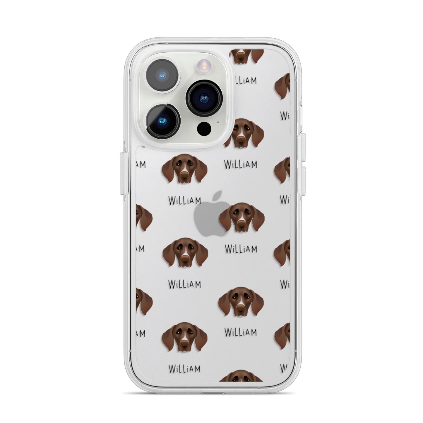 German Shorthaired Pointer Icon with Name iPhone 14 Pro Clear Tough Case Silver
