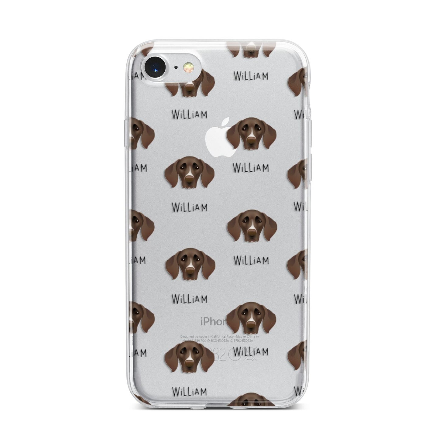 German Shorthaired Pointer Icon with Name iPhone 7 Bumper Case on Silver iPhone