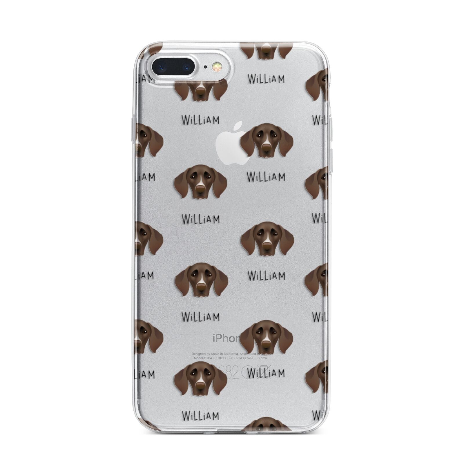 German Shorthaired Pointer Icon with Name iPhone 7 Plus Bumper Case on Silver iPhone
