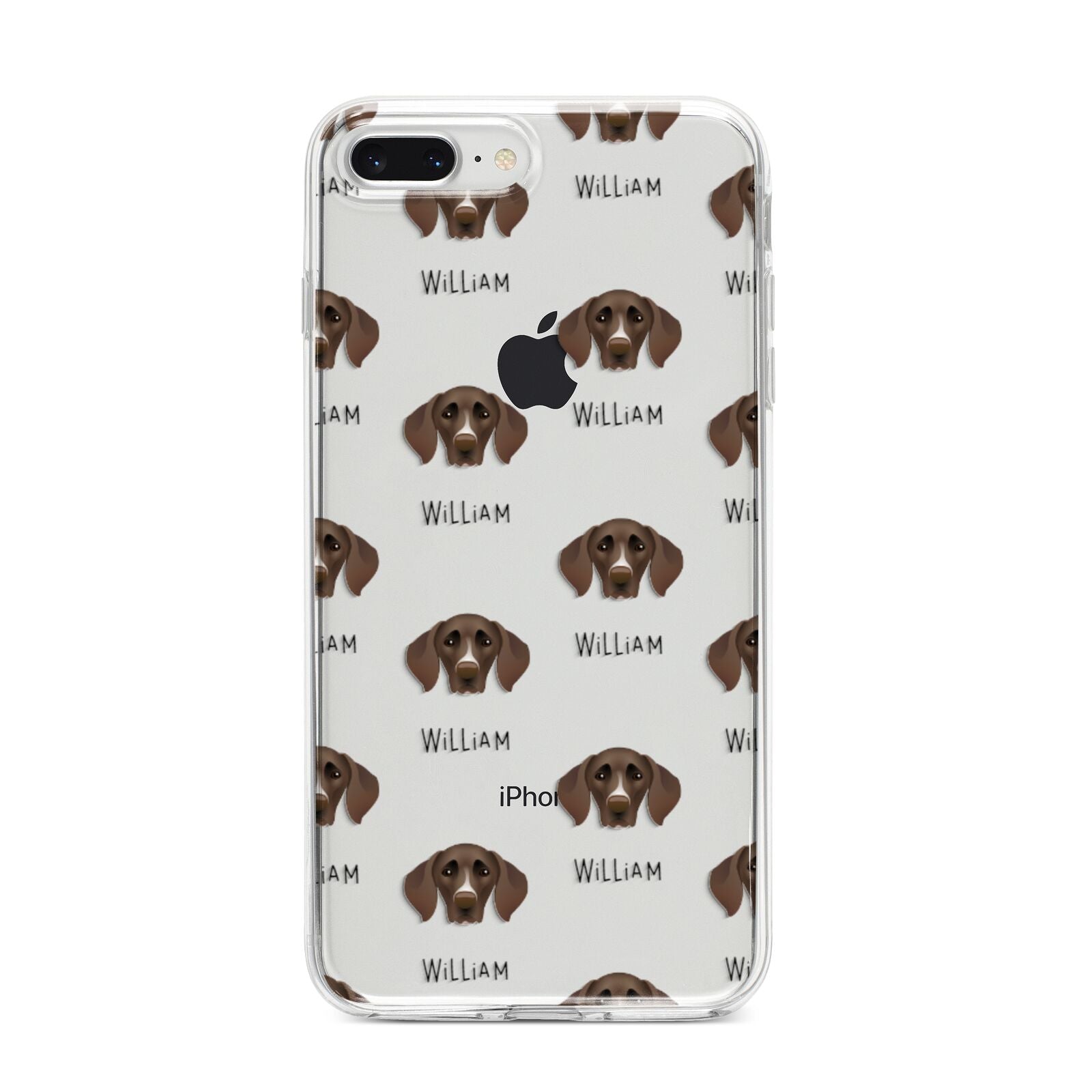 German Shorthaired Pointer Icon with Name iPhone 8 Plus Bumper Case on Silver iPhone