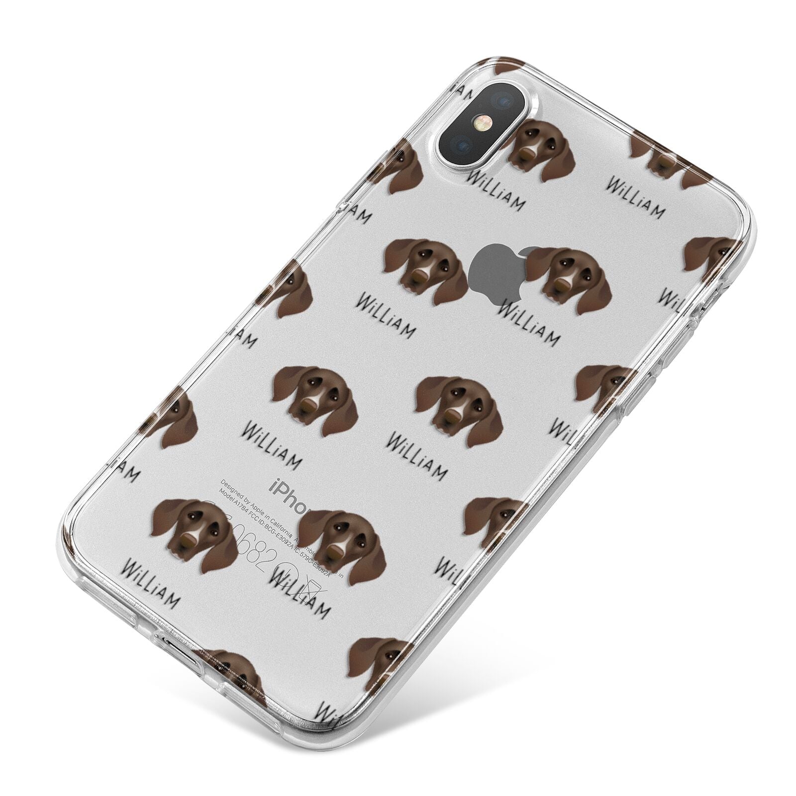 German Shorthaired Pointer Icon with Name iPhone X Bumper Case on Silver iPhone