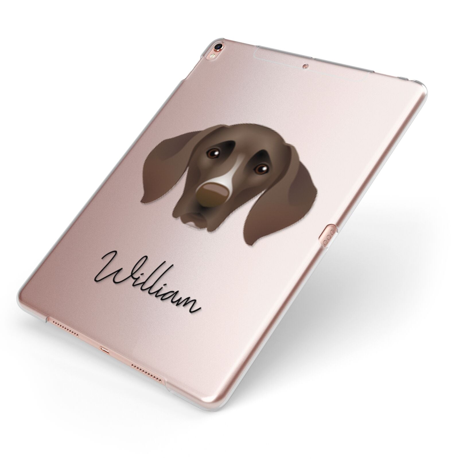 German Shorthaired Pointer Personalised Apple iPad Case on Rose Gold iPad Side View