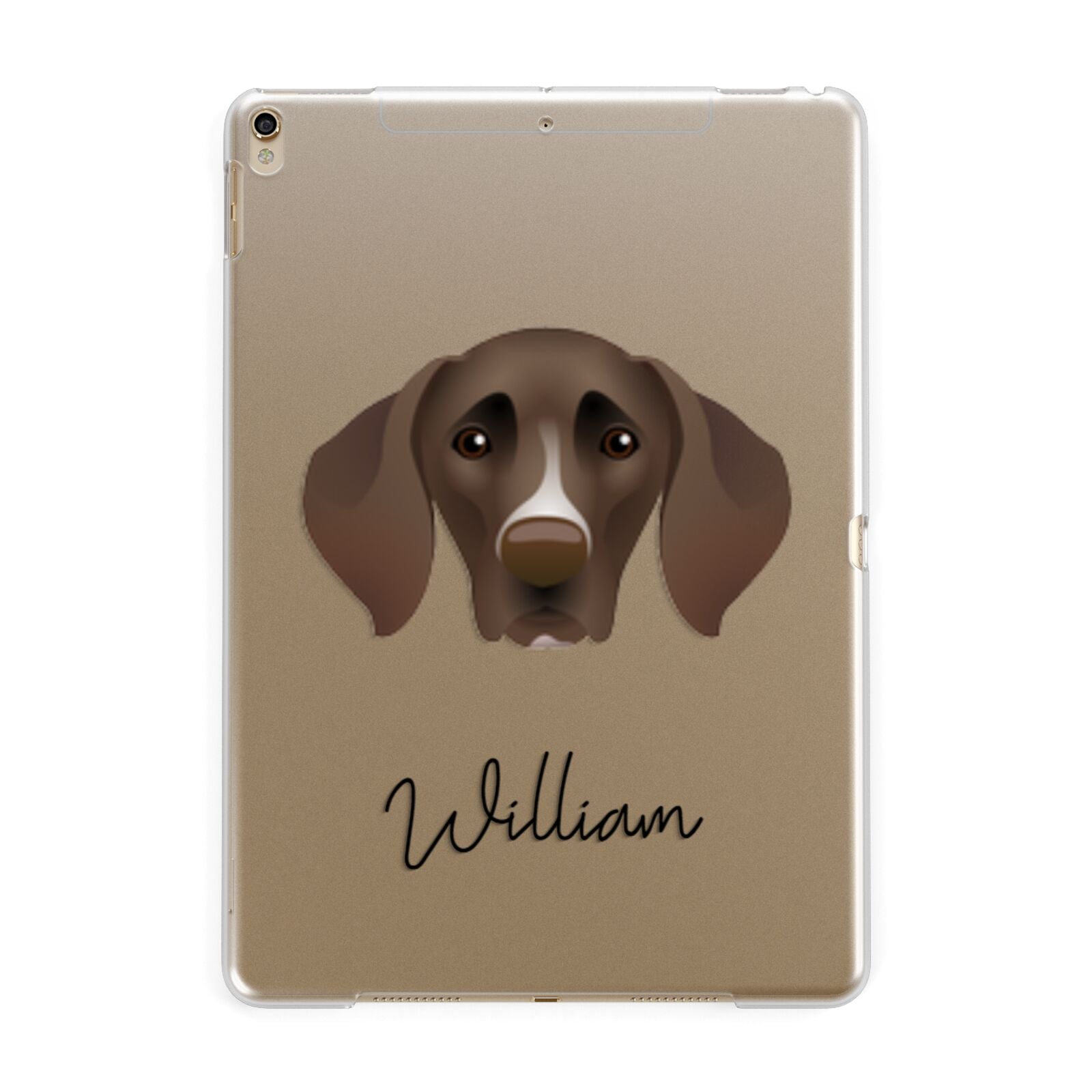 German Shorthaired Pointer Personalised Apple iPad Gold Case