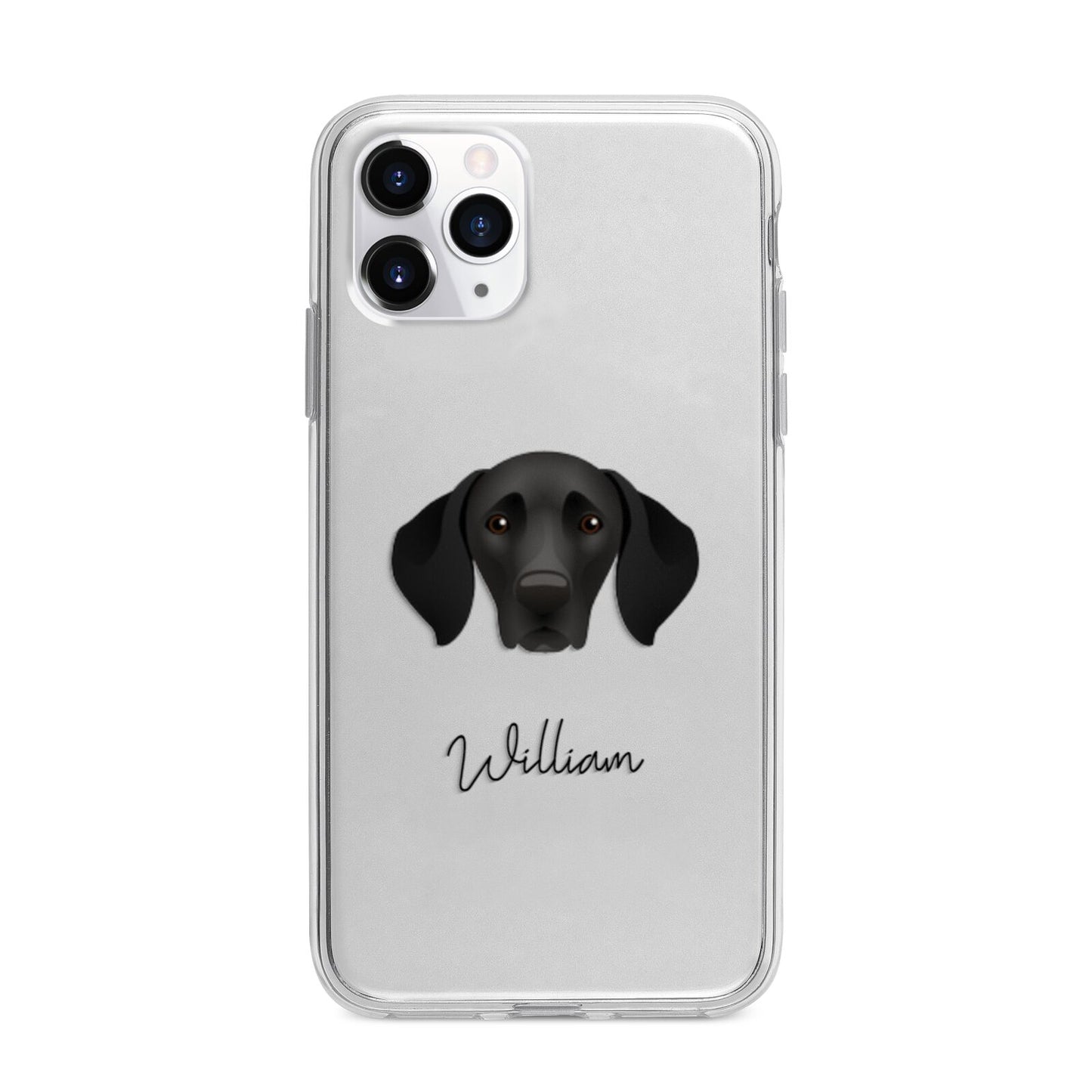 German Shorthaired Pointer Personalised Apple iPhone 11 Pro Max in Silver with Bumper Case