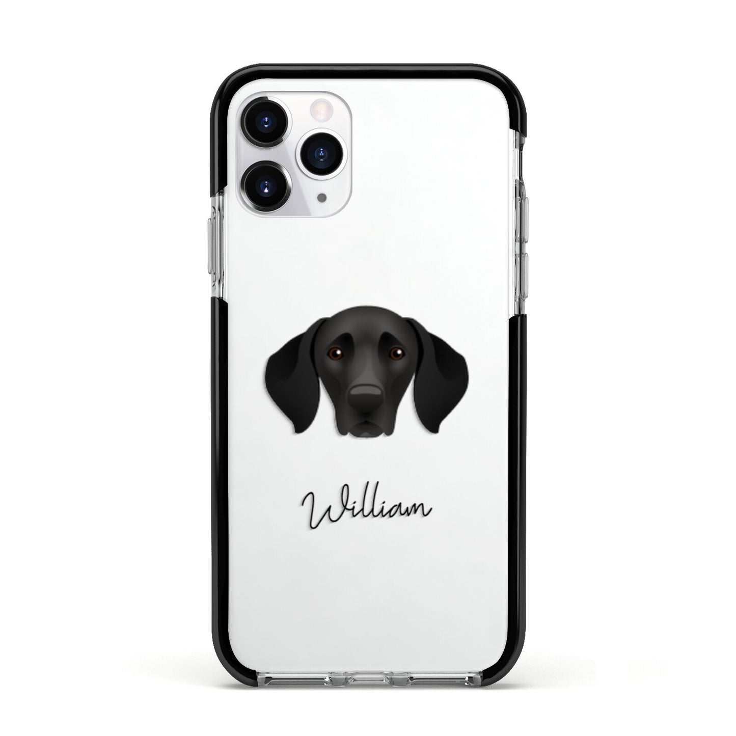 German Shorthaired Pointer Personalised Apple iPhone 11 Pro in Silver with Black Impact Case