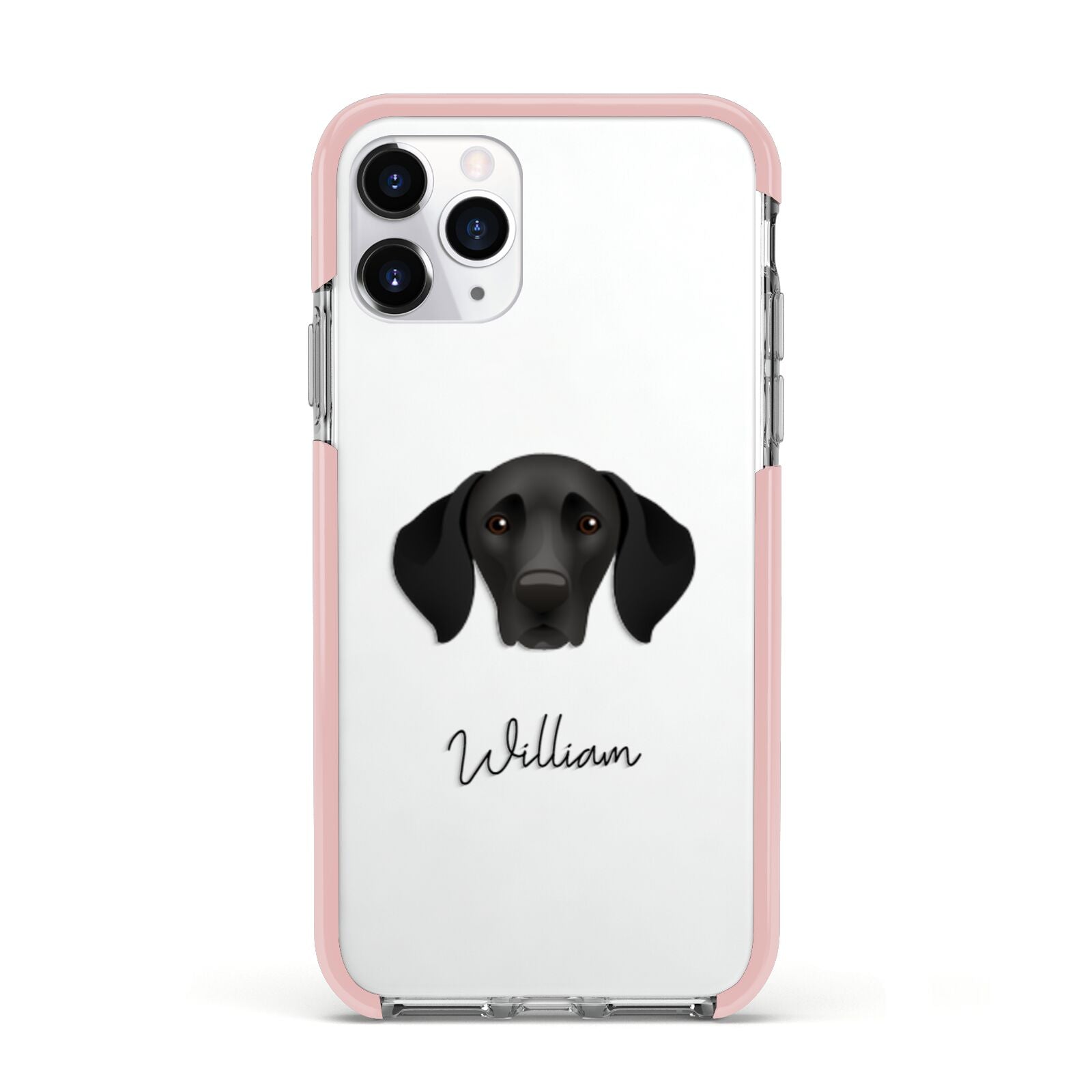 German Shorthaired Pointer Personalised Apple iPhone 11 Pro in Silver with Pink Impact Case