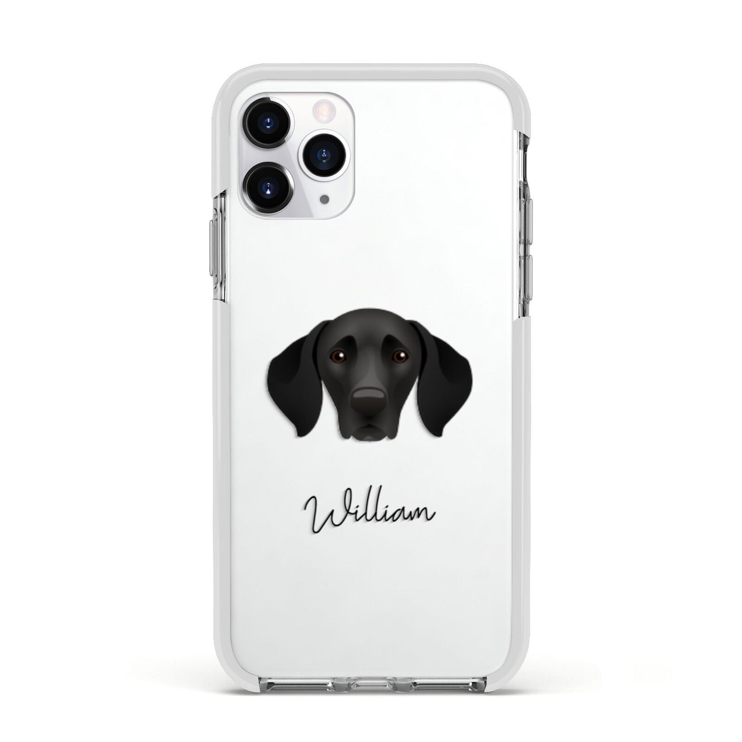 German Shorthaired Pointer Personalised Apple iPhone 11 Pro in Silver with White Impact Case