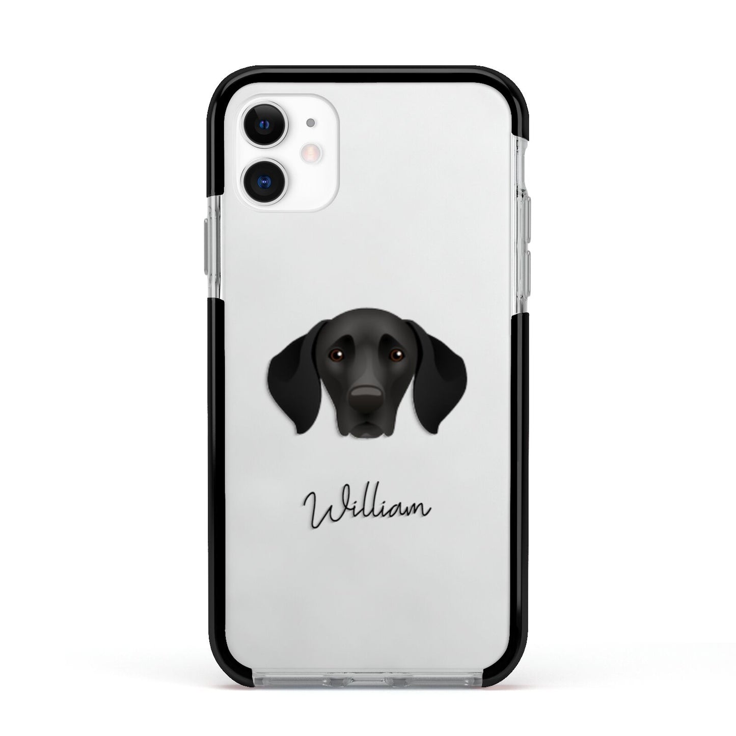 German Shorthaired Pointer Personalised Apple iPhone 11 in White with Black Impact Case