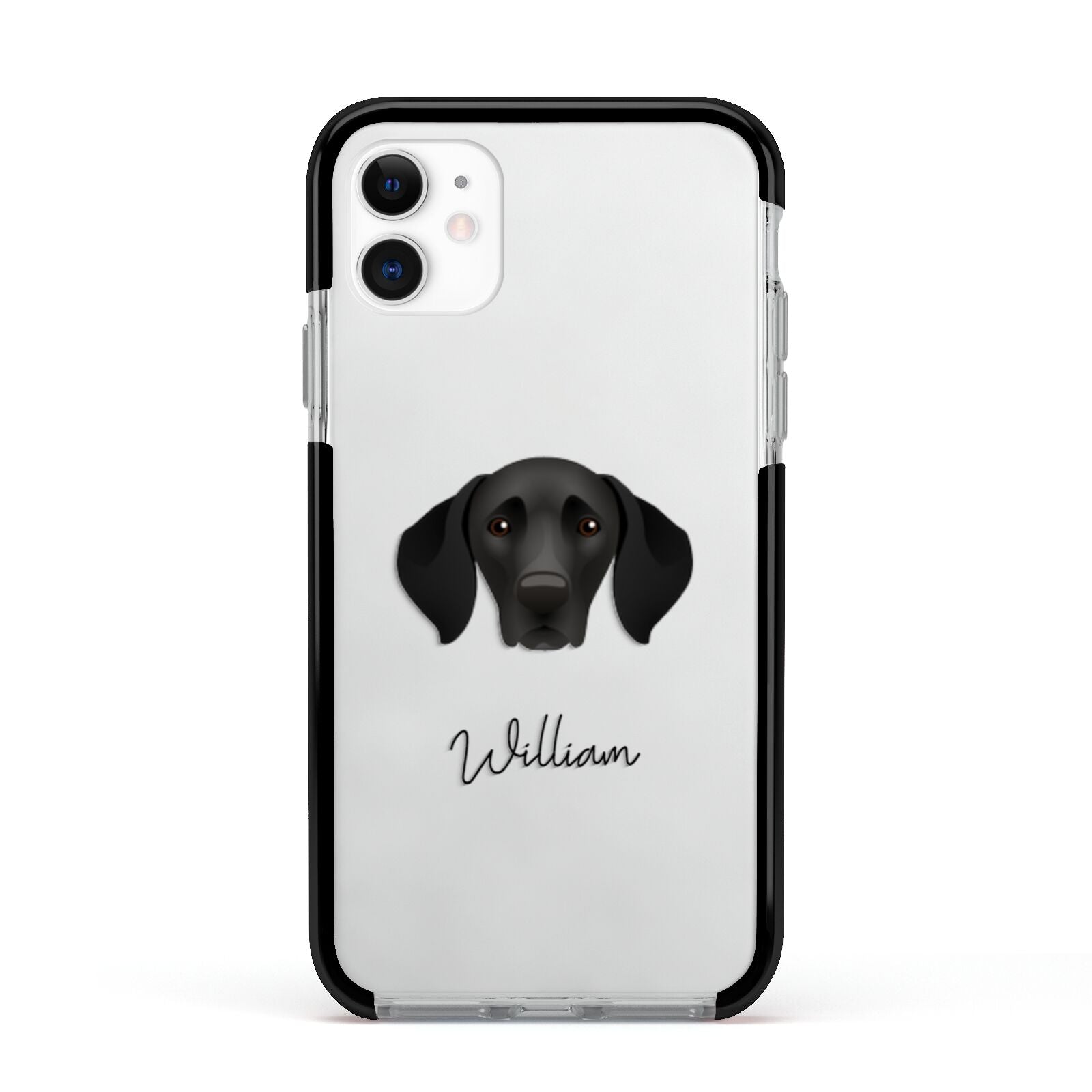 German Shorthaired Pointer Personalised Apple iPhone 11 in White with Black Impact Case
