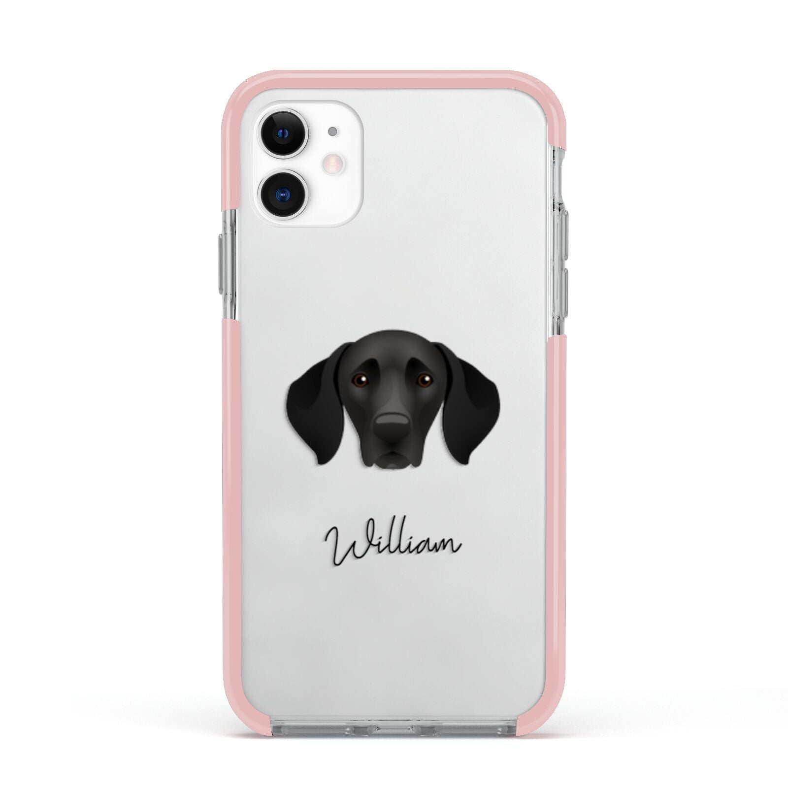 German Shorthaired Pointer Personalised Apple iPhone 11 in White with Pink Impact Case