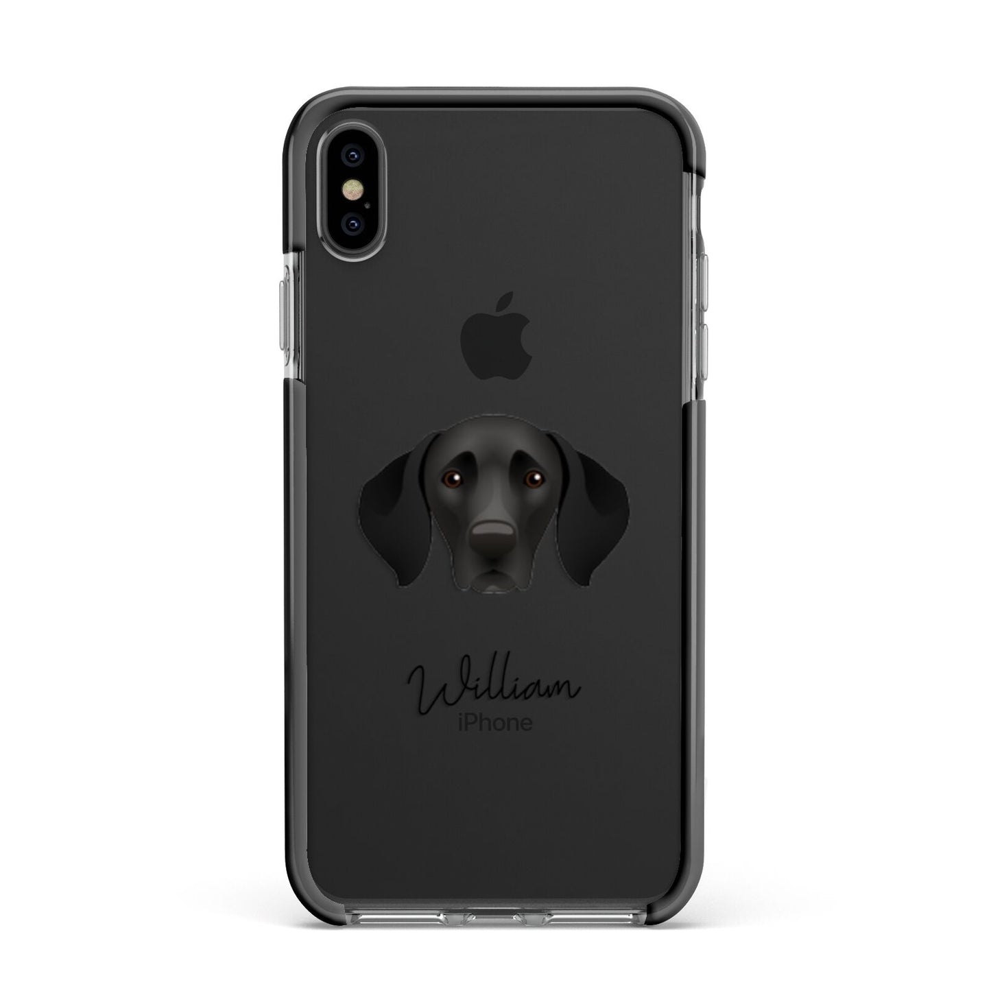 German Shorthaired Pointer Personalised Apple iPhone Xs Max Impact Case Black Edge on Black Phone