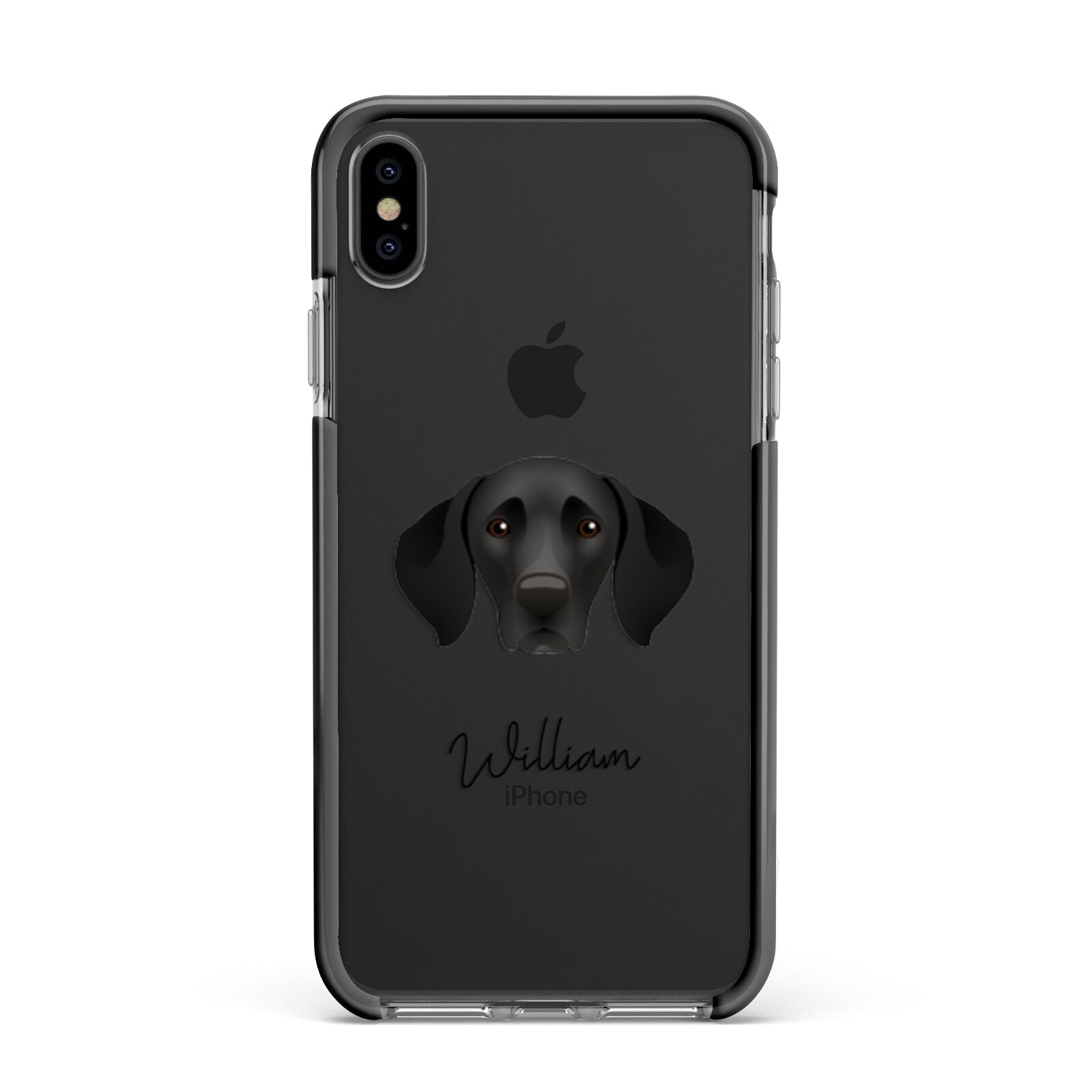 German Shorthaired Pointer Personalised Apple iPhone Xs Max Impact Case Black Edge on Black Phone