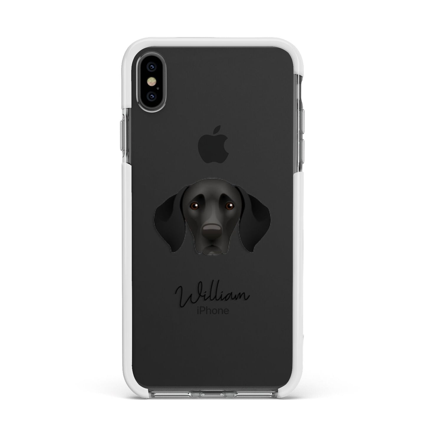 German Shorthaired Pointer Personalised Apple iPhone Xs Max Impact Case White Edge on Black Phone