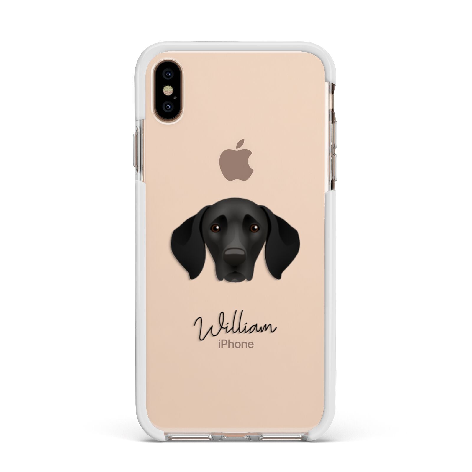 German Shorthaired Pointer Personalised Apple iPhone Xs Max Impact Case White Edge on Gold Phone