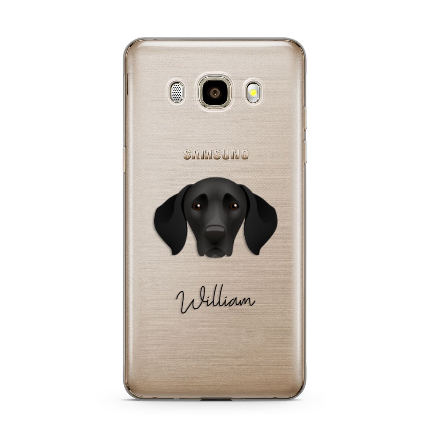 German Shorthaired Pointer Personalised Samsung Galaxy J7 2016 Case on gold phone