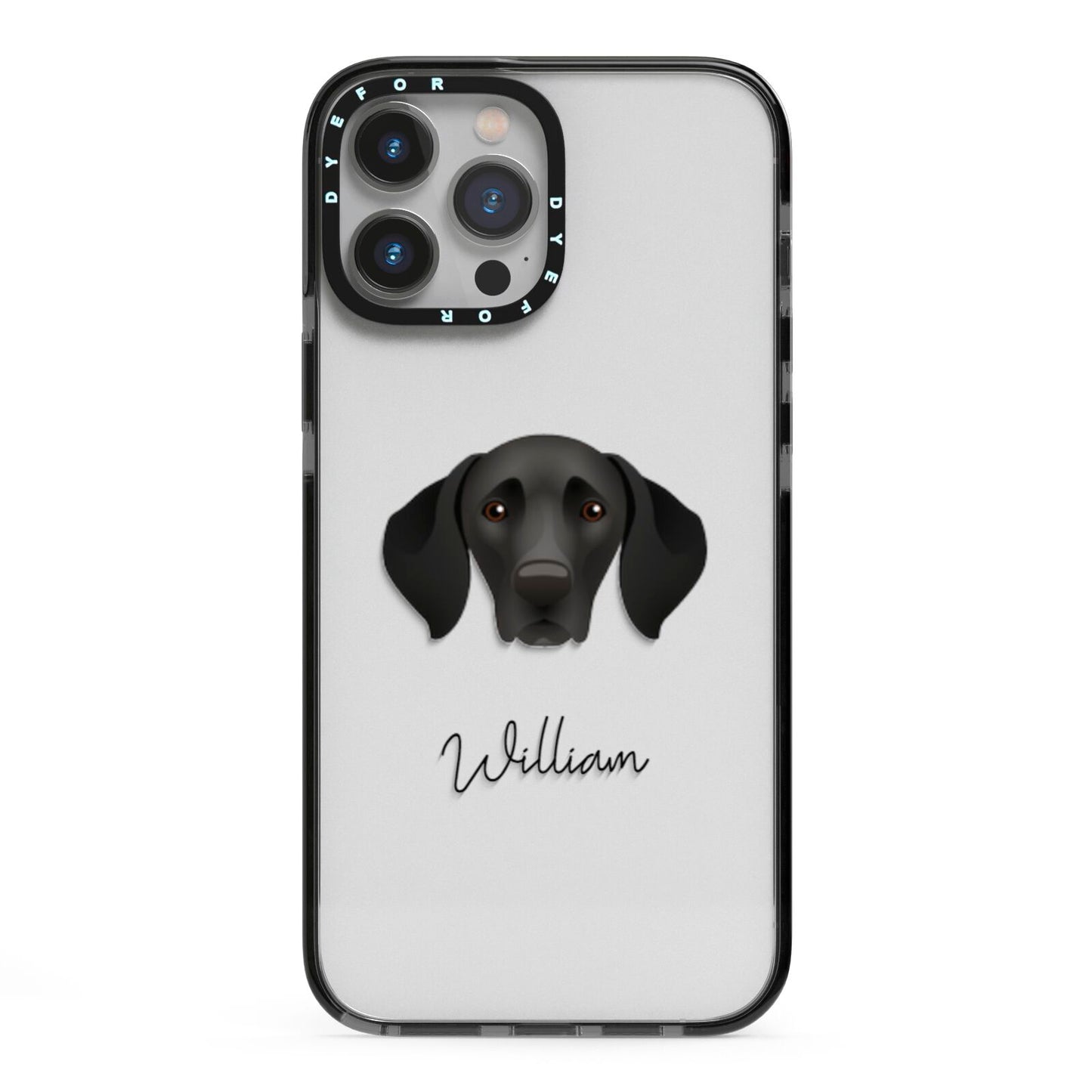 German Shorthaired Pointer Personalised iPhone 13 Pro Max Black Impact Case on Silver phone