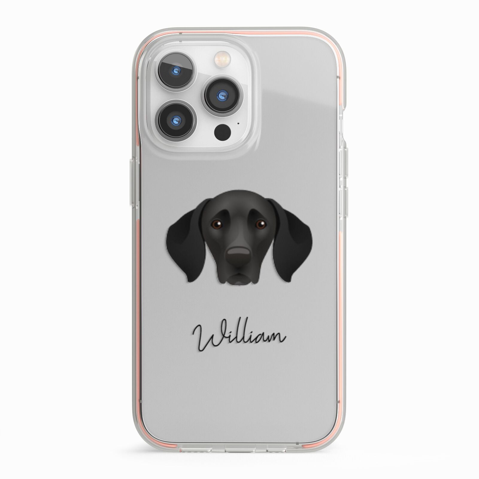German Shorthaired Pointer Personalised iPhone 13 Pro TPU Impact Case with Pink Edges