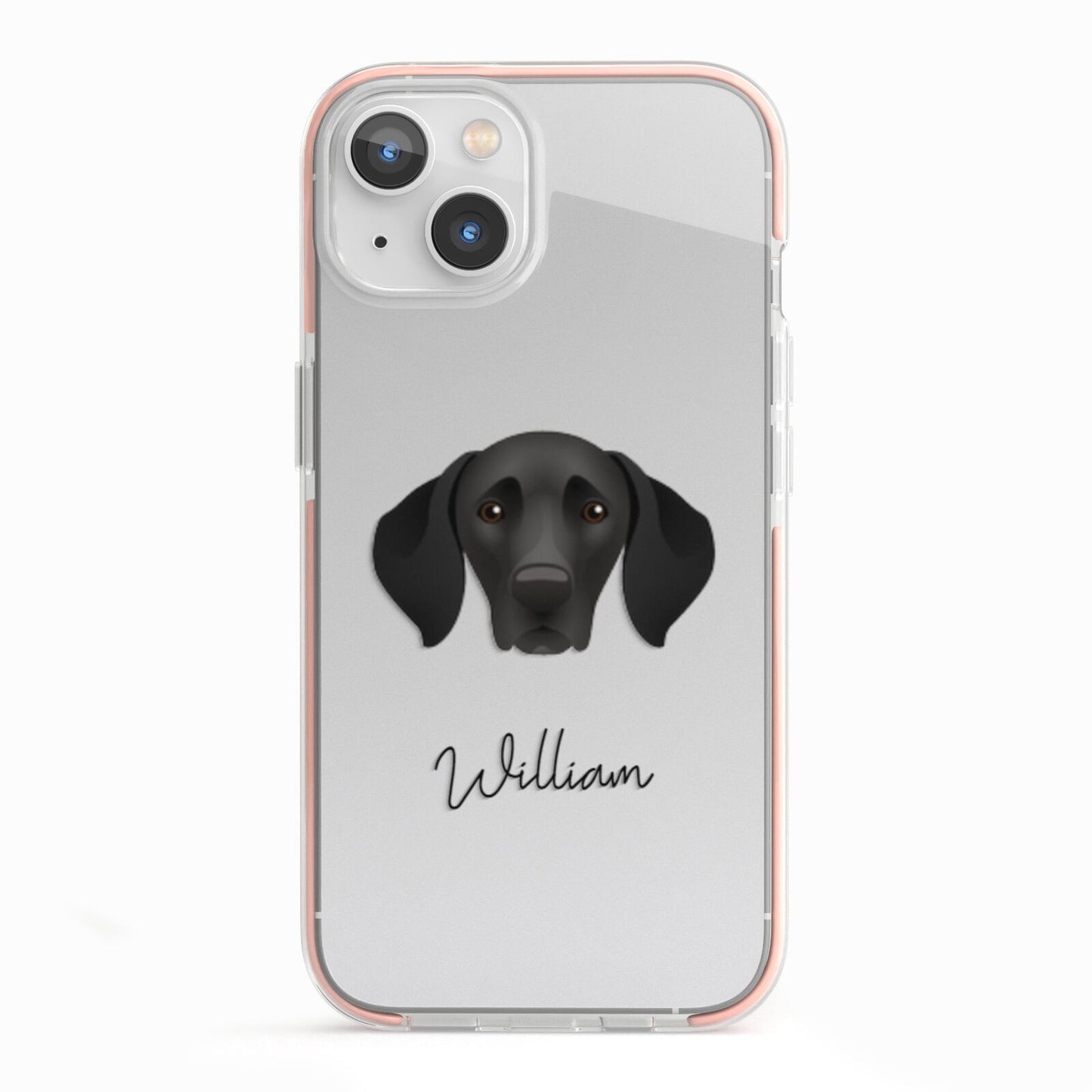 German Shorthaired Pointer Personalised iPhone 13 TPU Impact Case with Pink Edges