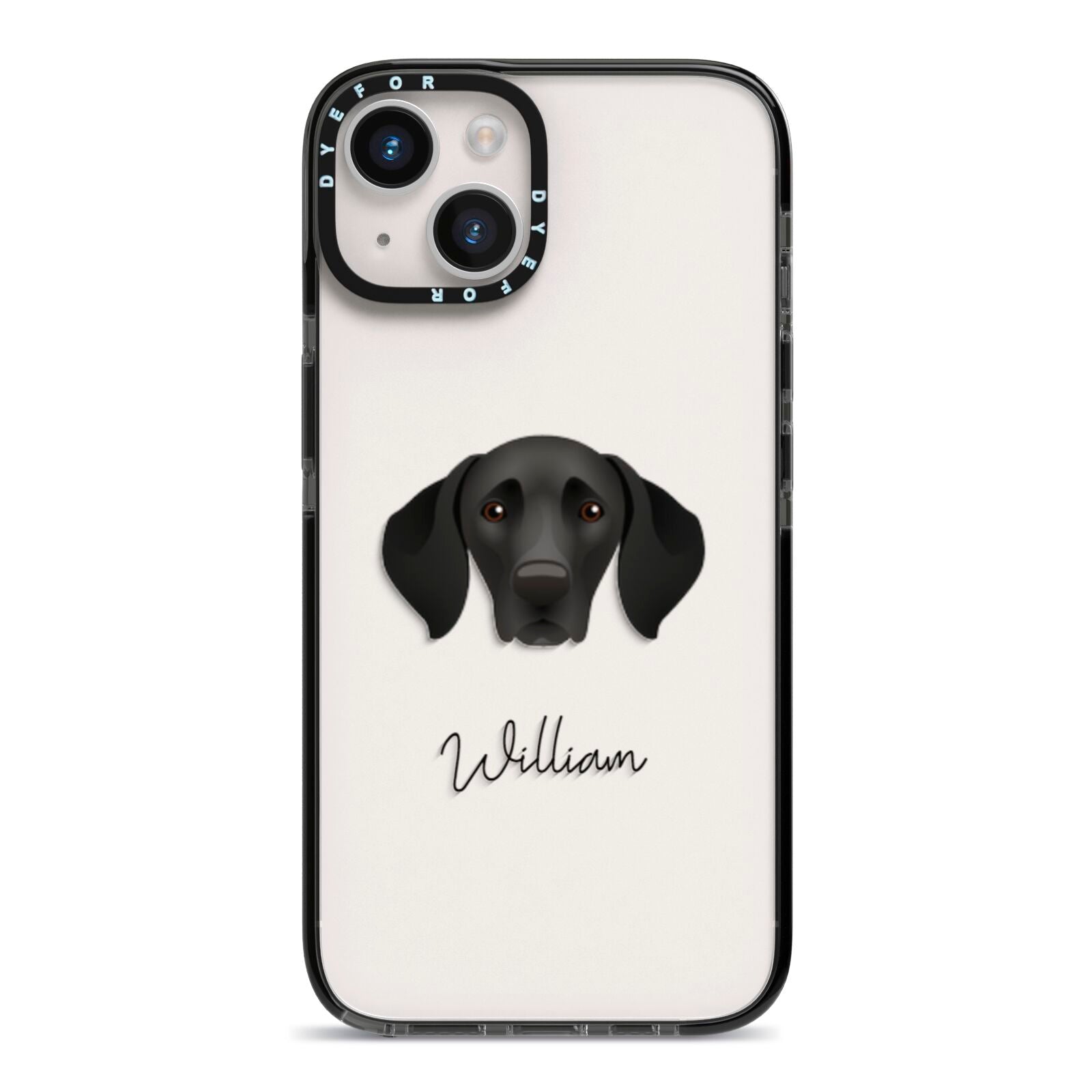 German Shorthaired Pointer Personalised iPhone 14 Black Impact Case on Silver phone