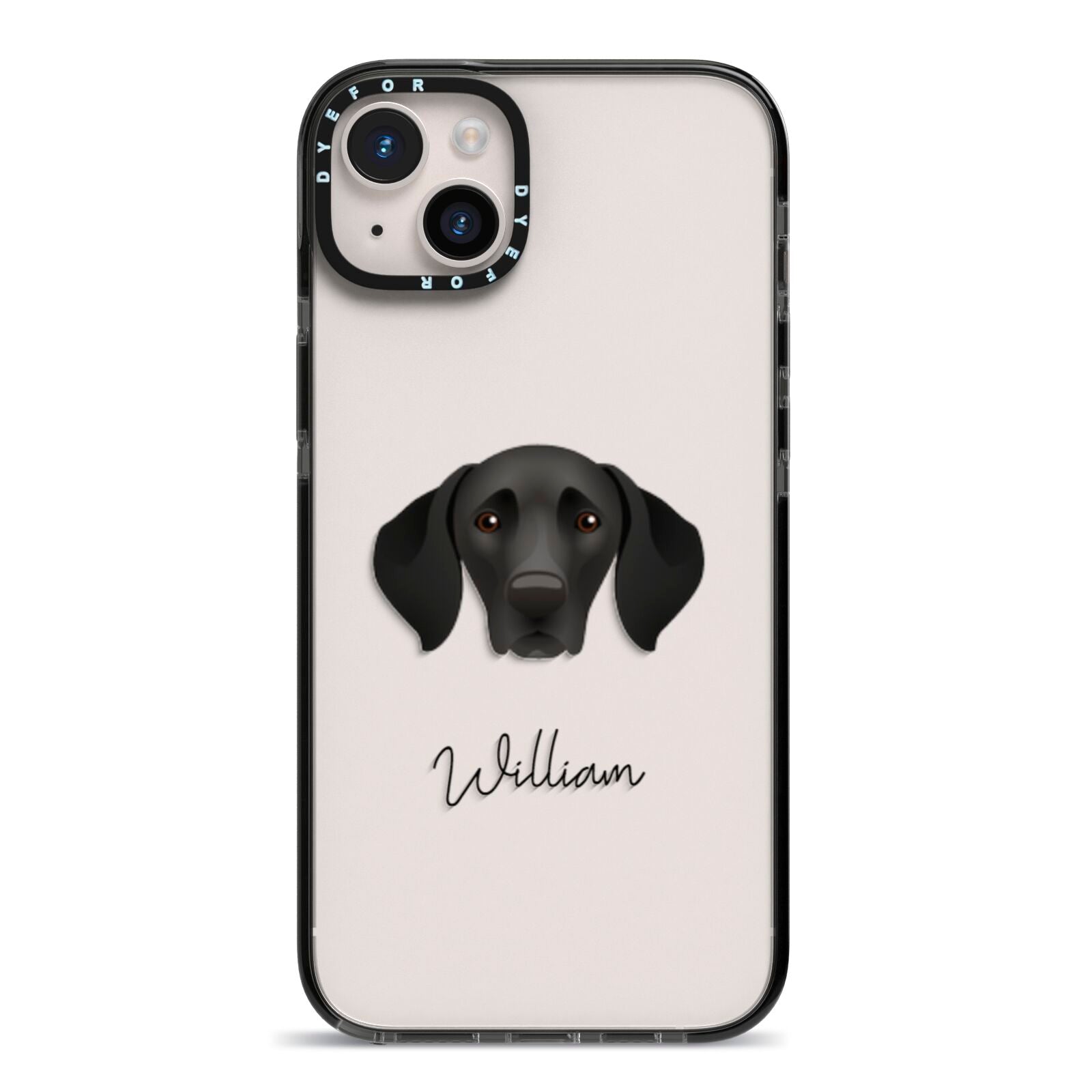 German Shorthaired Pointer Personalised iPhone 14 Plus Black Impact Case on Silver phone