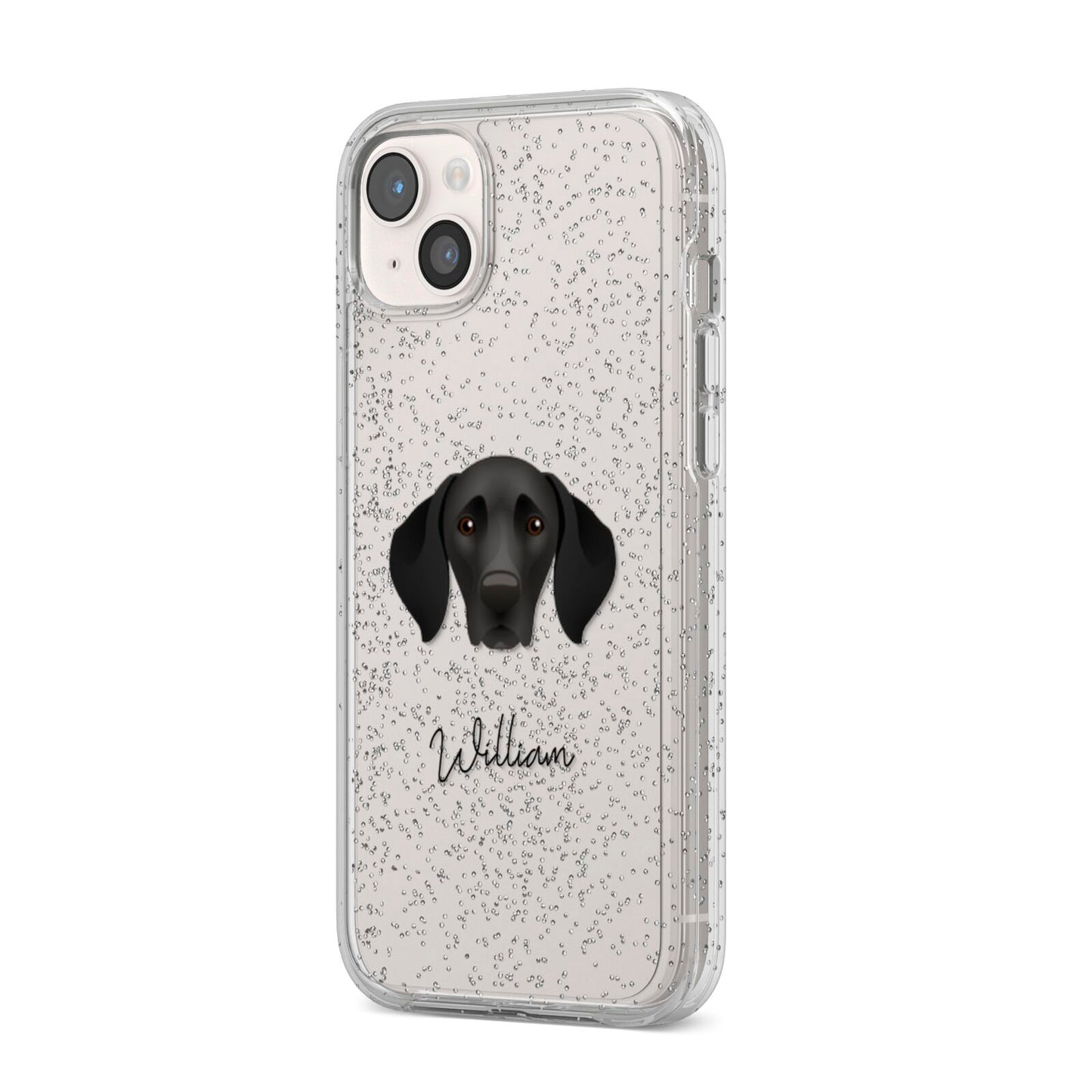 German Shorthaired Pointer Personalised iPhone 14 Plus Glitter Tough Case Starlight Angled Image