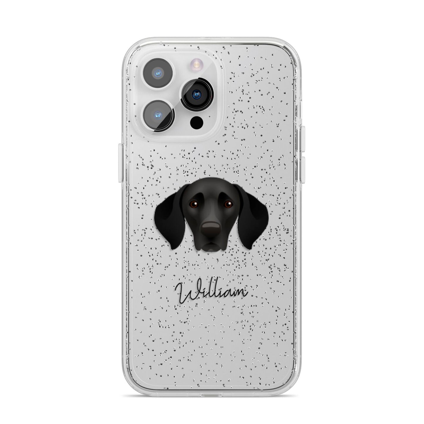 German Shorthaired Pointer Personalised iPhone 14 Pro Max Glitter Tough Case Silver