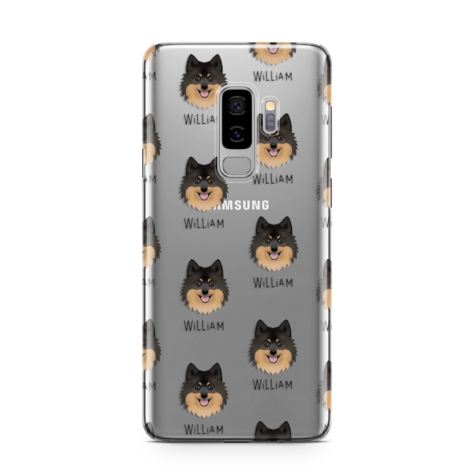 German Spitz Icon with Name Samsung Galaxy S9 Plus Case on Silver phone