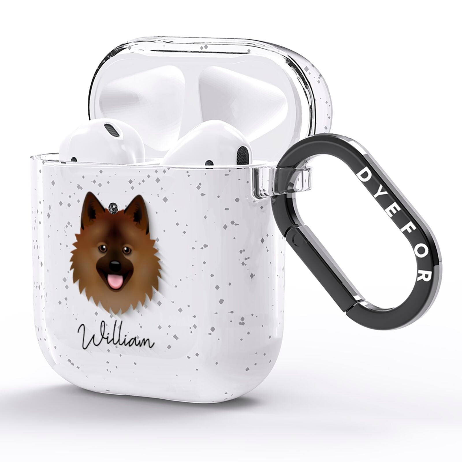 German Spitz Personalised AirPods Glitter Case Side Image
