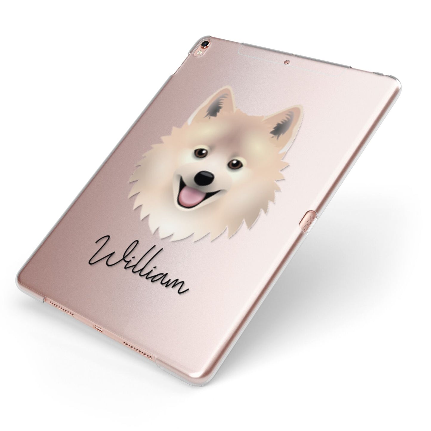German Spitz Personalised Apple iPad Case on Rose Gold iPad Side View