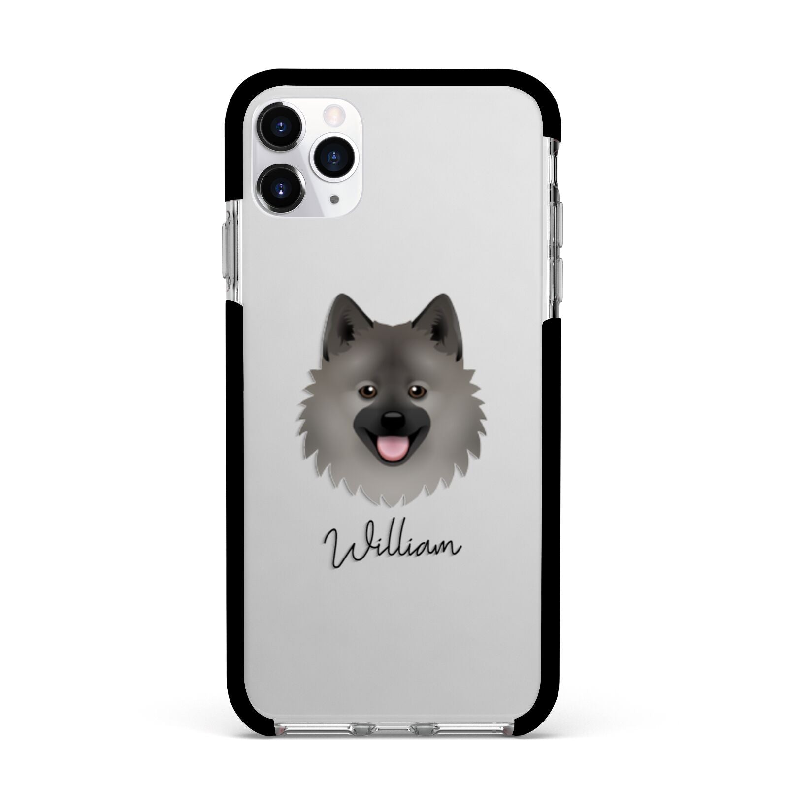 German Spitz Personalised Apple iPhone 11 Pro Max in Silver with Black Impact Case