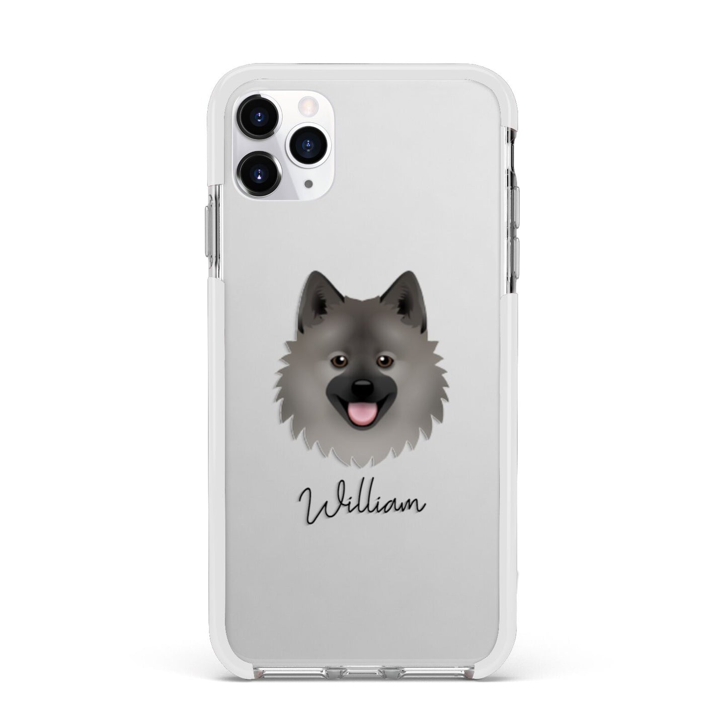 German Spitz Personalised Apple iPhone 11 Pro Max in Silver with White Impact Case
