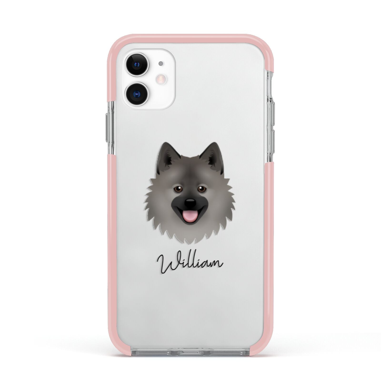 German Spitz Personalised Apple iPhone 11 in White with Pink Impact Case