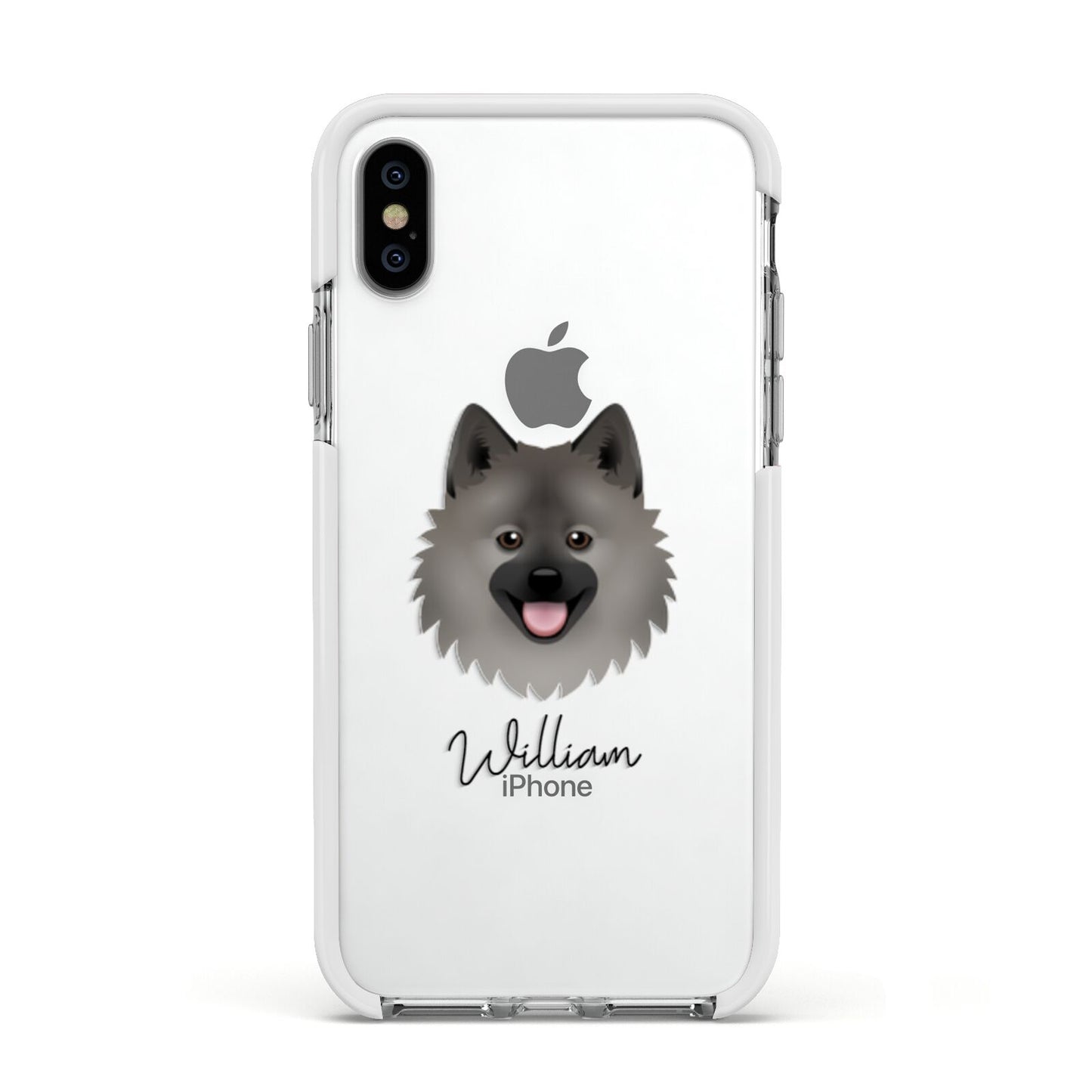 German Spitz Personalised Apple iPhone Xs Impact Case White Edge on Silver Phone