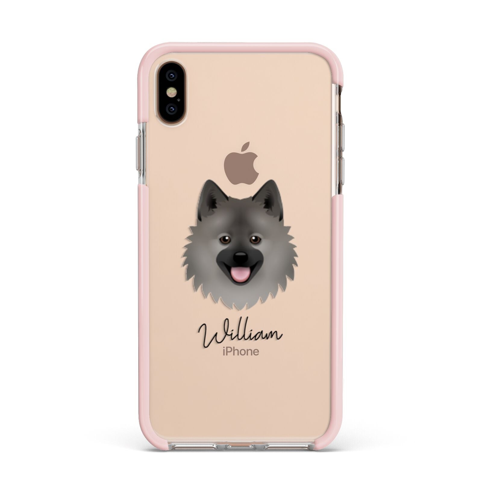 German Spitz Personalised Apple iPhone Xs Max Impact Case Pink Edge on Gold Phone