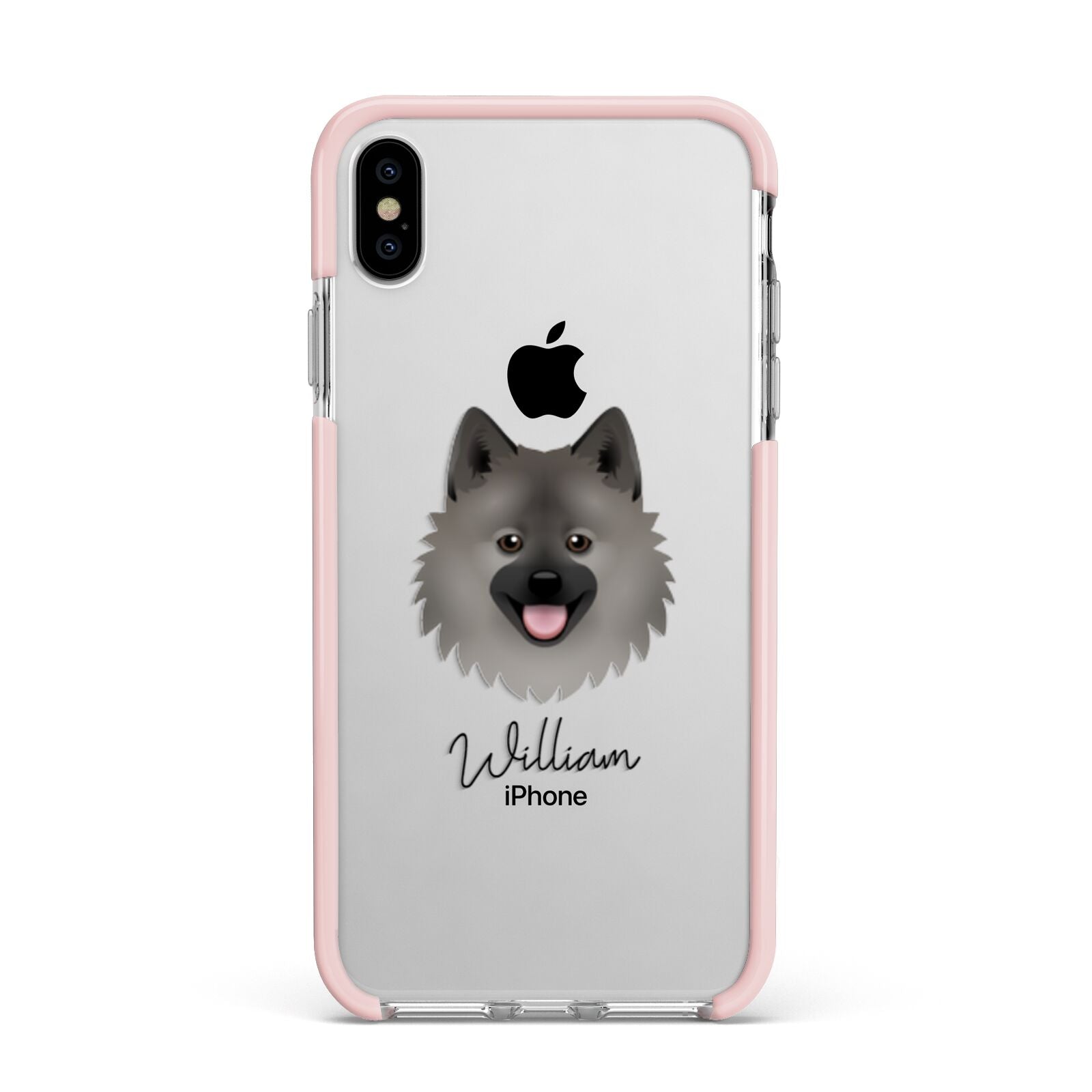 German Spitz Personalised Apple iPhone Xs Max Impact Case Pink Edge on Silver Phone