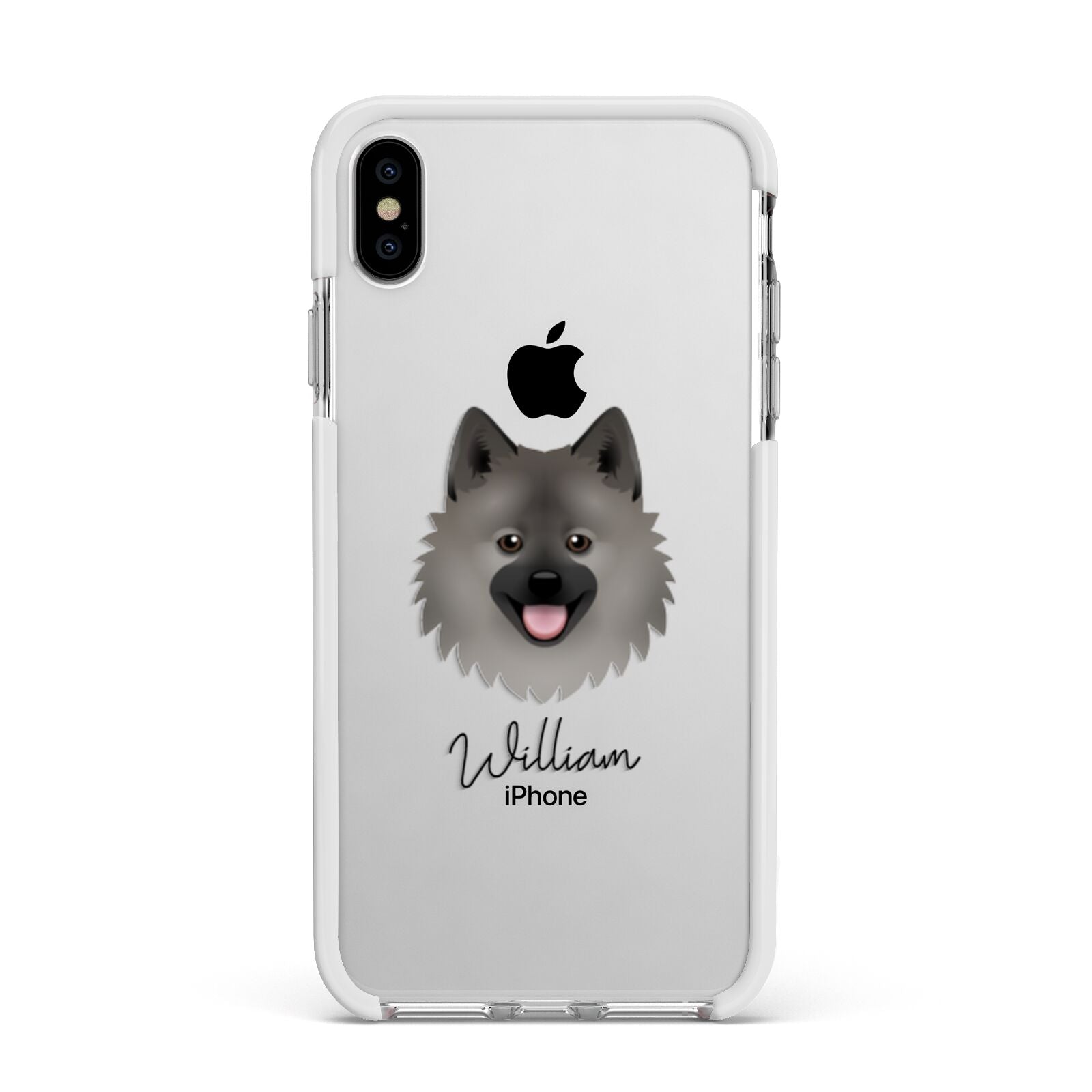 German Spitz Personalised Apple iPhone Xs Max Impact Case White Edge on Silver Phone