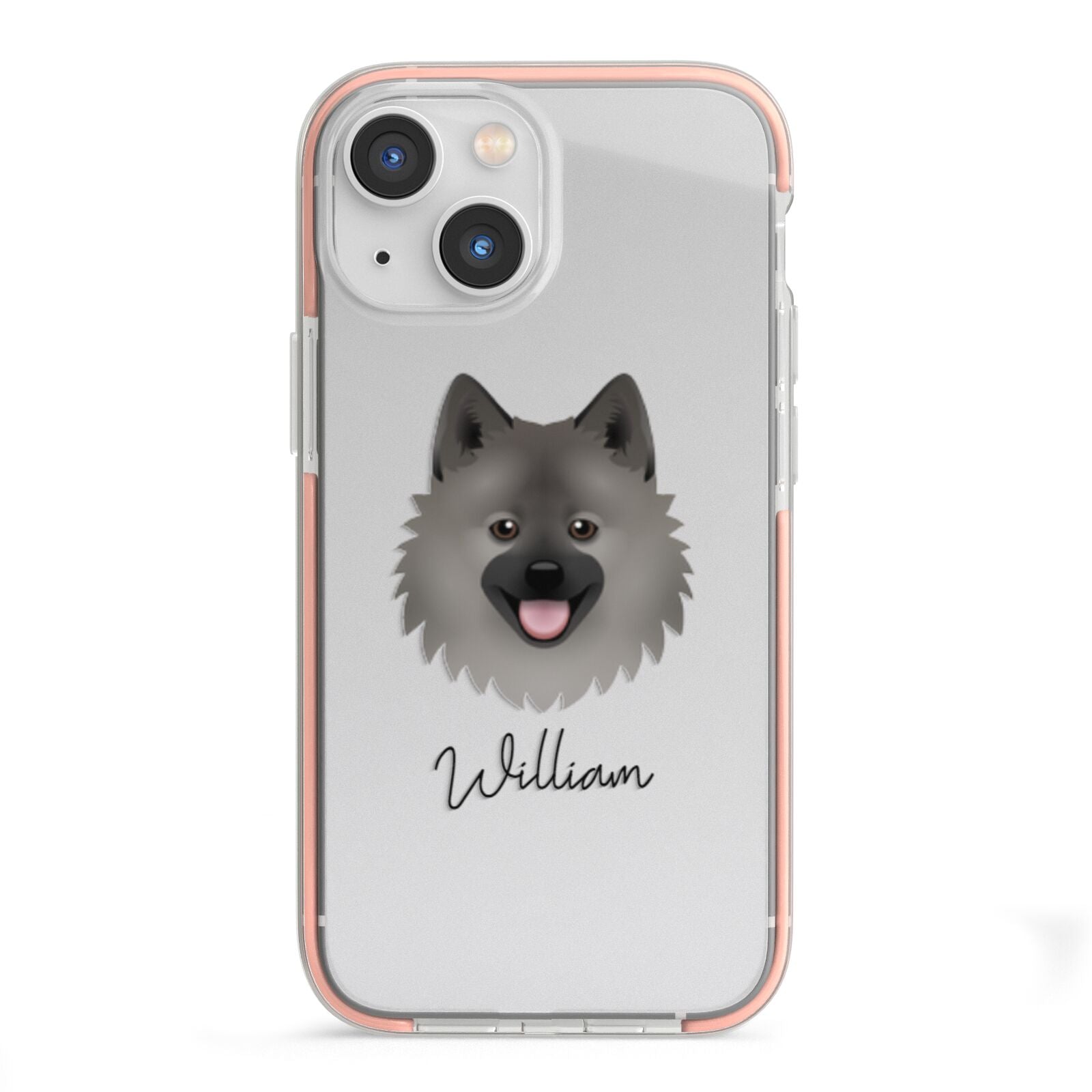 German Spitz Personalised iPhone 13 Mini TPU Impact Case with Pink Edges