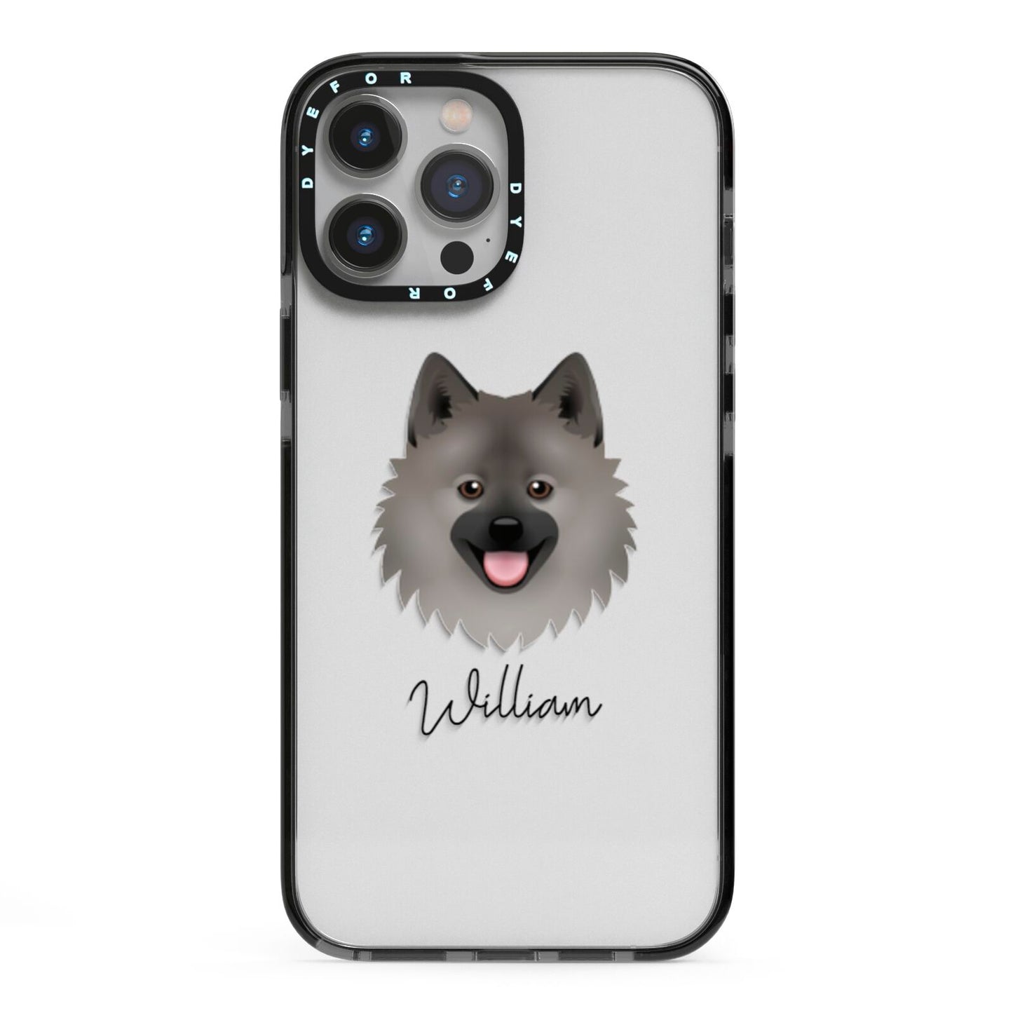 German Spitz Personalised iPhone 13 Pro Max Black Impact Case on Silver phone