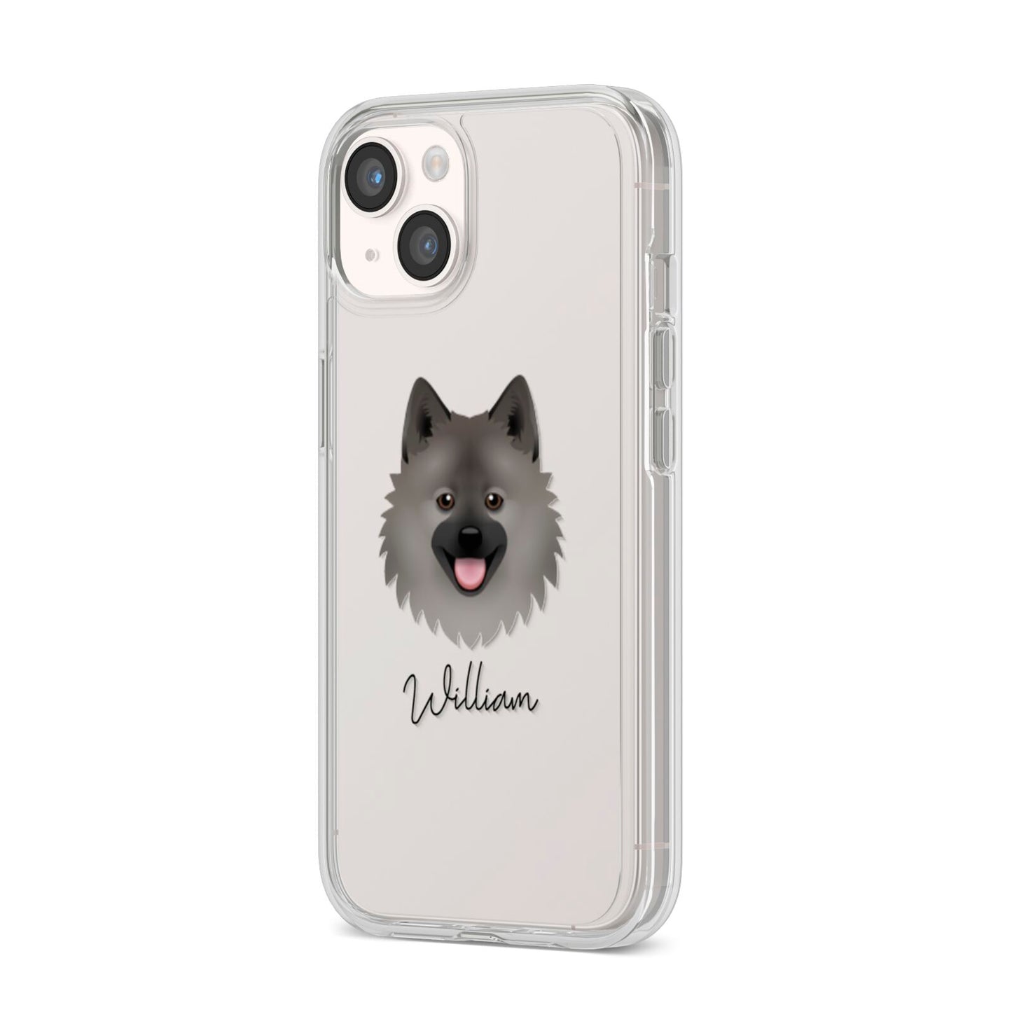 German Spitz Personalised iPhone 14 Clear Tough Case Starlight Angled Image