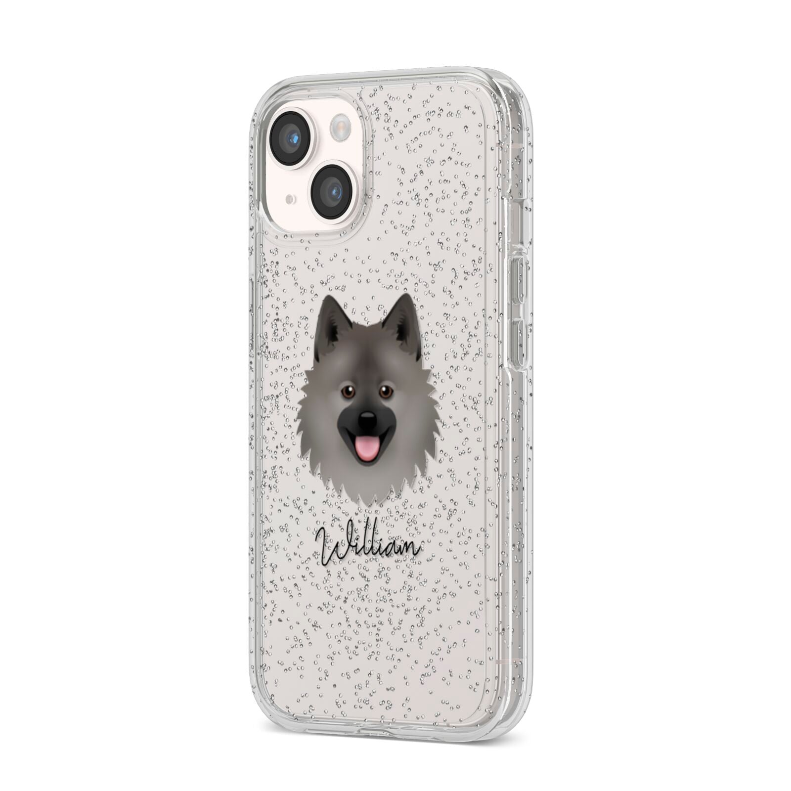 German Spitz Personalised iPhone 14 Glitter Tough Case Starlight Angled Image