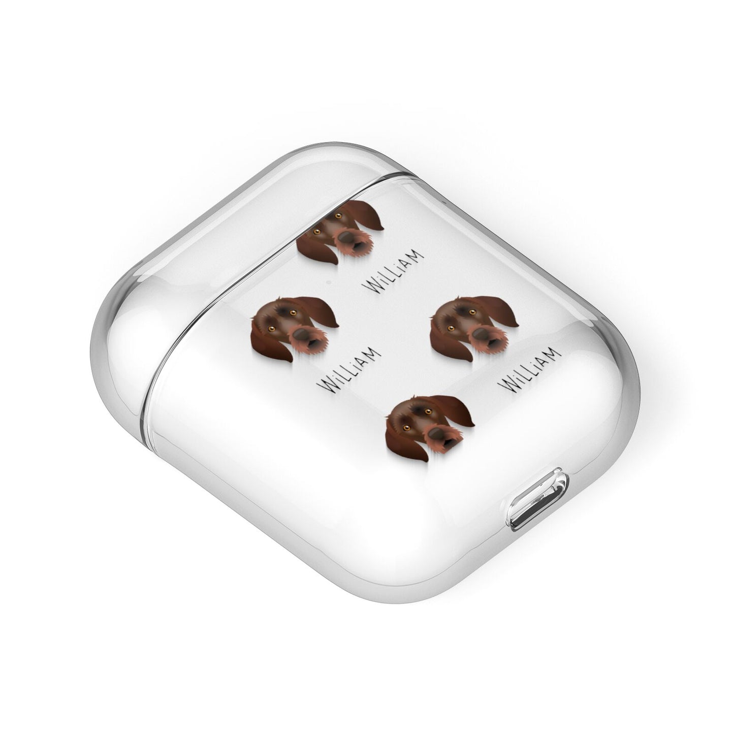 German Wirehaired Pointer Icon with Name AirPods Case Laid Flat