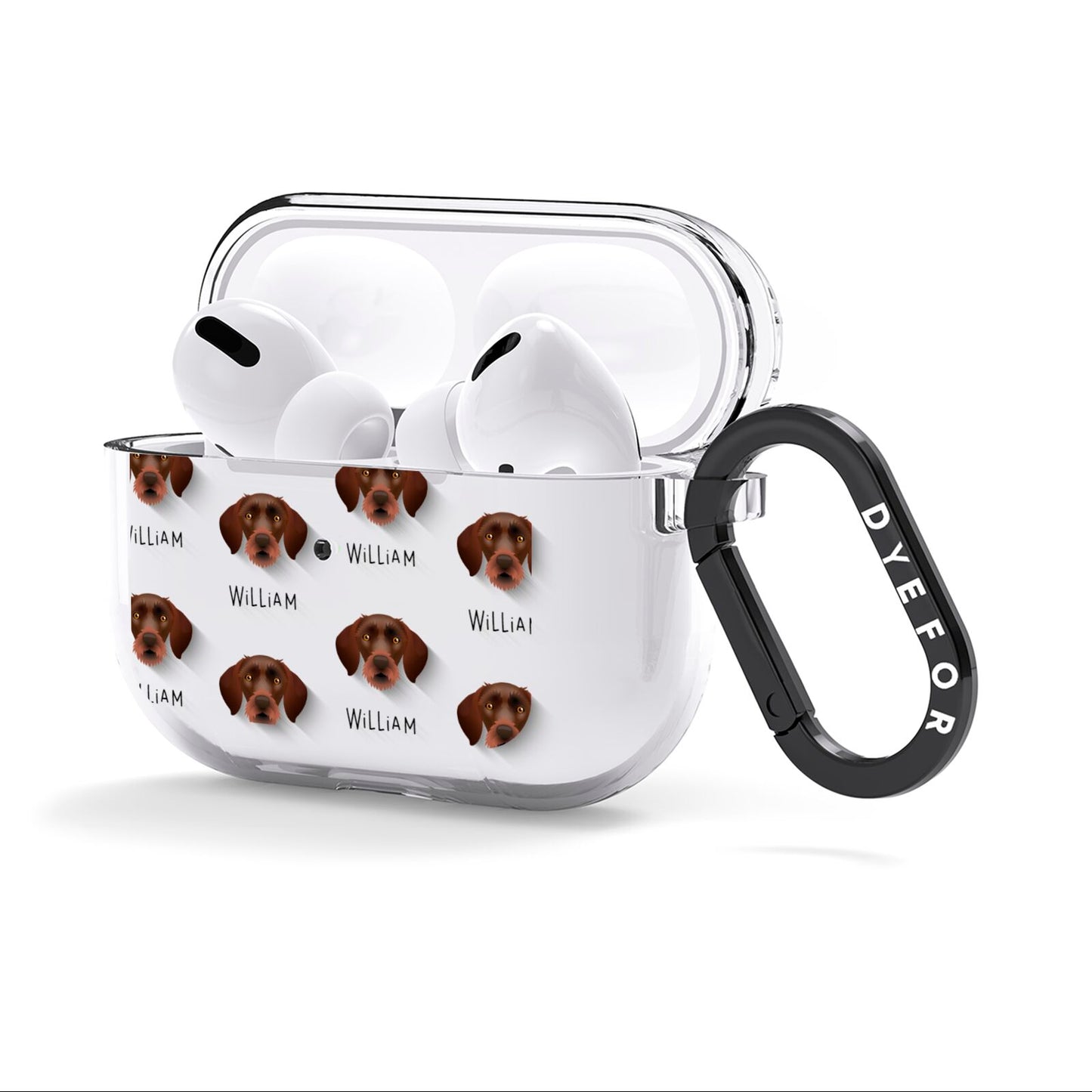 German Wirehaired Pointer Icon with Name AirPods Clear Case 3rd Gen Side Image