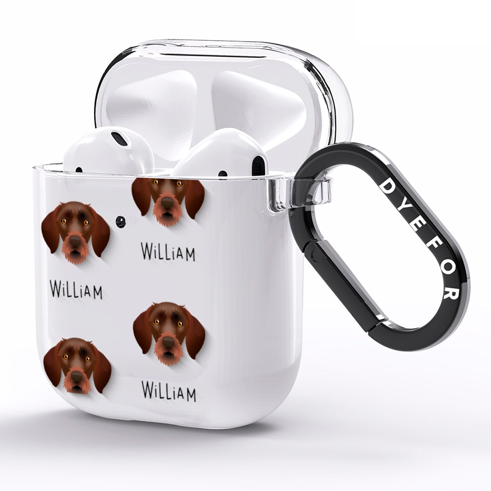 German Wirehaired Pointer Icon with Name AirPods Clear Case Side Image