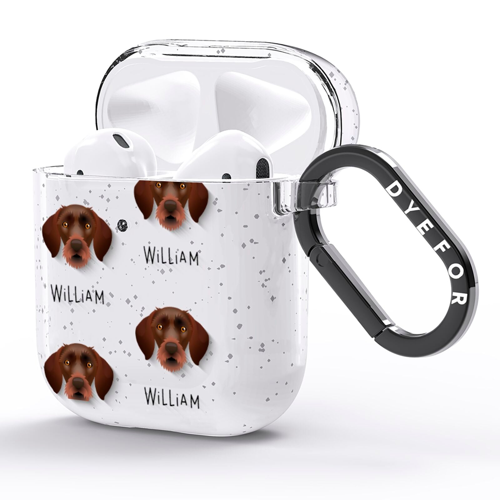 German Wirehaired Pointer Icon with Name AirPods Glitter Case Side Image