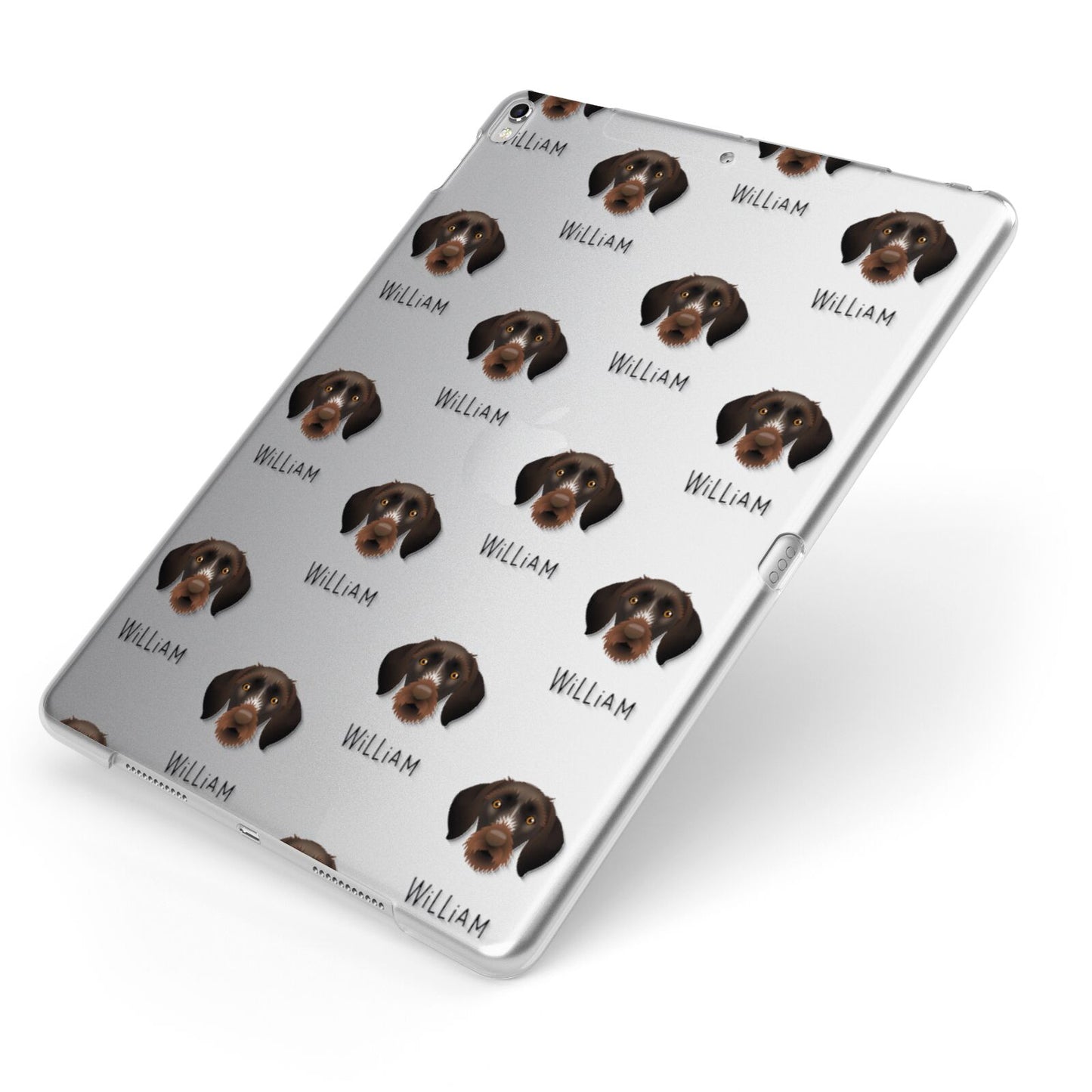 German Wirehaired Pointer Icon with Name Apple iPad Case on Silver iPad Side View