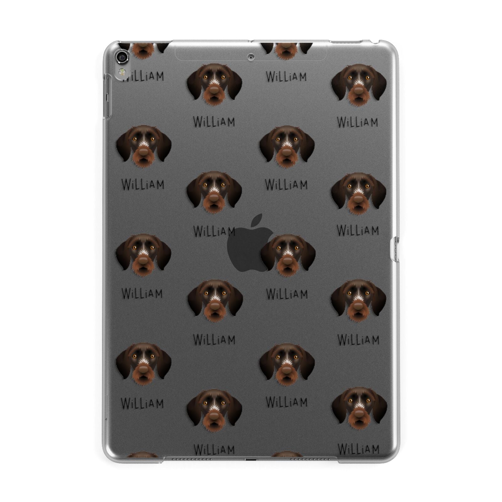 German Wirehaired Pointer Icon with Name Apple iPad Grey Case