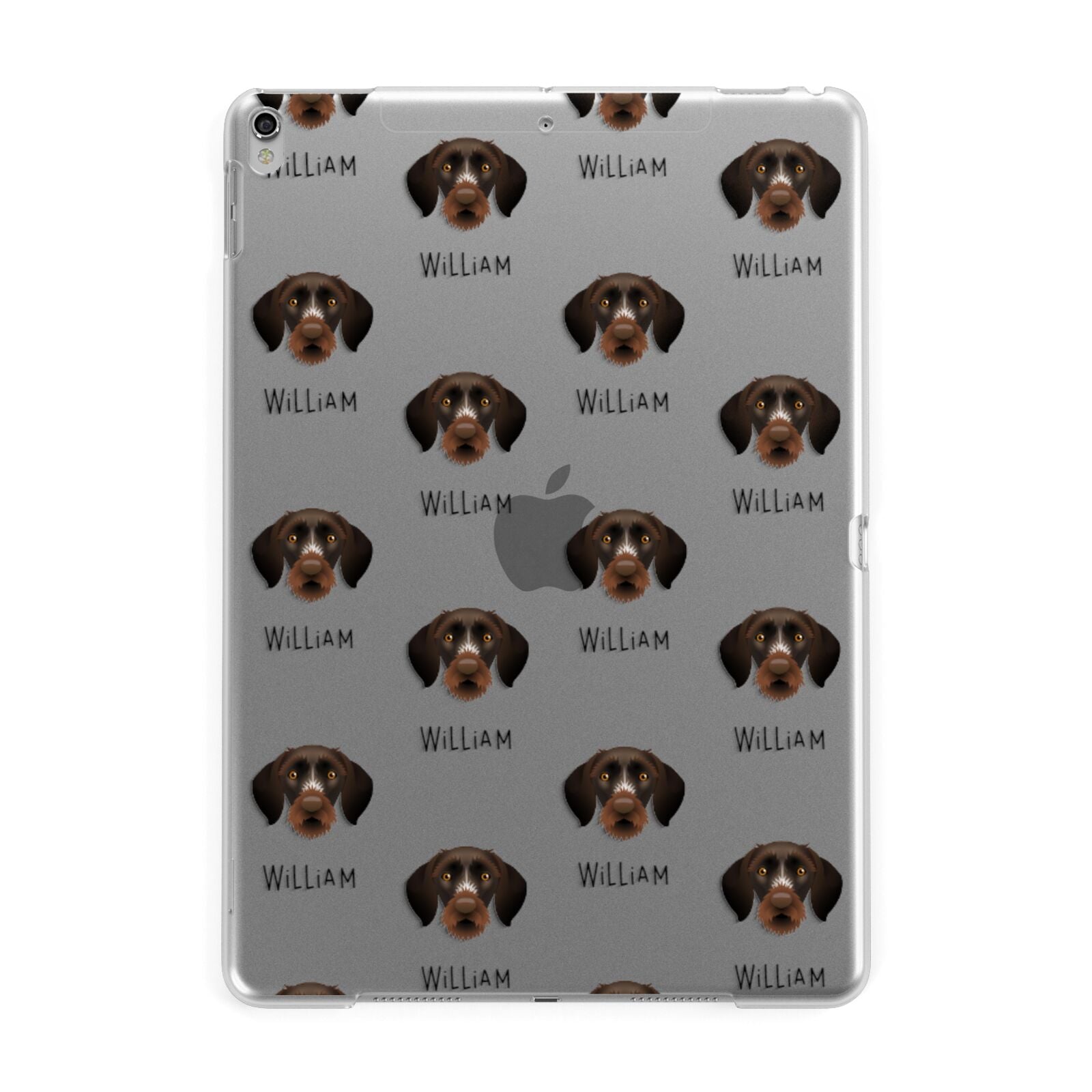 German Wirehaired Pointer Icon with Name Apple iPad Silver Case