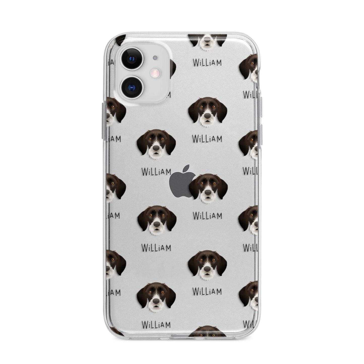 German Wirehaired Pointer Icon with Name Apple iPhone 11 in White with Bumper Case